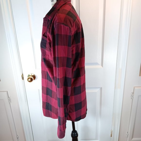 Jack & Jones Red Black Buffalo Plaid Button Down Long Sleeve Shirt Men's Size L - Picture 5 of 16